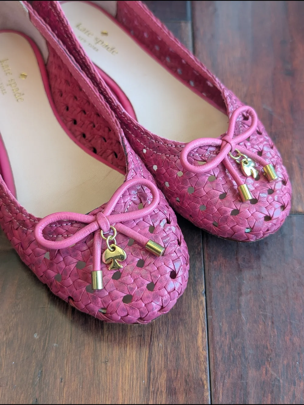 Kate Spade NY Willa woven ballet flats in Hot pink Leather Upper/Sole Size 7
